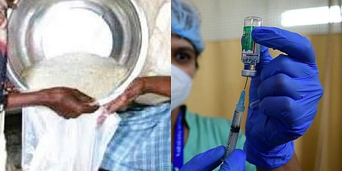 Free rice for those who get vaccinated. (Photos | EPS)