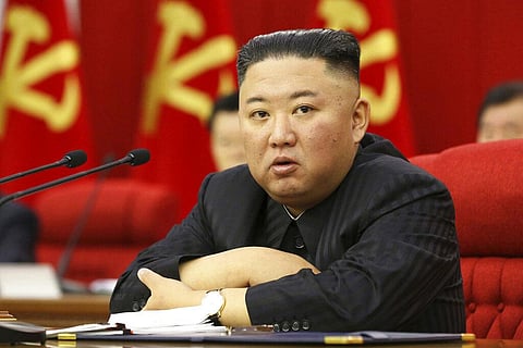 North Korean leader Kim Jong Un speaks during a Workers' Party meeting in Pyongyang, North Korea (Photo | AP)