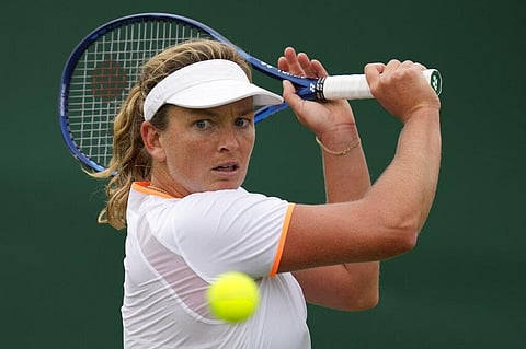 Coco Vandeweghe of the US plays a return to Belarus's Olga Govortsova during the women's singles first round match on day three of the Wimbledon Tennis Championships. (Photo | AP)