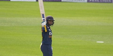 Skipper Mithali Raj hit a responsible fifty for India. (Photo @BCCIWomen)