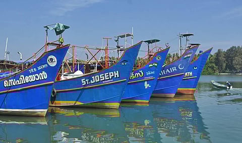 Boats anchored at Muthalapozhi fishing harbour in Thiruvananthapuram when fishing was banned following a cyclone alert. (File Photo | BP Deepu, EPS)