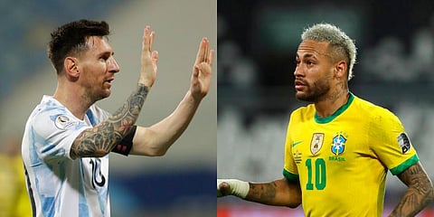 Argentina's Lionel Messi (L) and Brazil's Neymar. (Photos | AP)