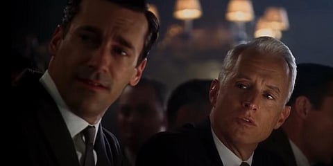 Jon Hamm (L) and John Slattery (R) co-starred in Mathew Weiner's award-winning series 'Mad Men'. (Photo | YouTube screengrab)