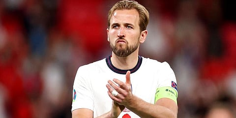 England captain Harry Kane applauds the fans after Italy won the Euro 2020 soccer championship final match between England and Italy at Wembley Stadium. (Photo | AP)