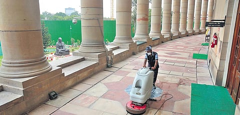 Parliament House undergoes cleaning ahead of Monsoon Session | shekhar yadav