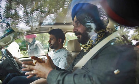 Congress leader Navjot Singh Sidhu leaves after meeting party President Sonia Gandhi, in New Delhi. (Photo | Shekhar Yadav, EPS)