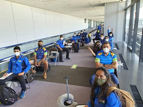Shooting team at the Tokyo airport. (Image | SAI)