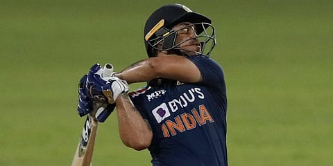 India's Ishan Kishan plays a shot during the first ODI cricket match between Sri Lanka and India in Colombo, Sri Lanka. (Photo | AP)