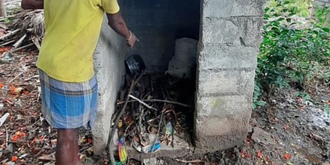 Residents of Kanni Kovil Medu still defecate in the open due to half-built toilets under the Swacch Bharat Scheme (Photo | Ashwin Prasath, EPS)