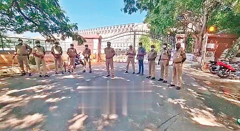 Security arrangements at Nagarjuna Sagar dam. (Photo | Express)