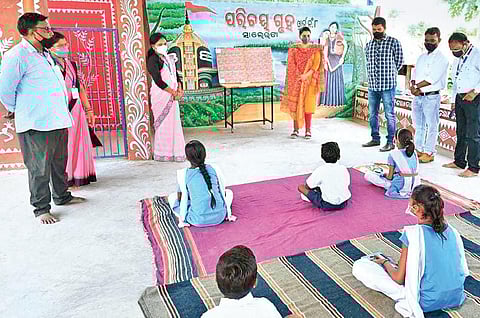 An offline class underway at Odisha's Salebhata village. (File photo | Express)