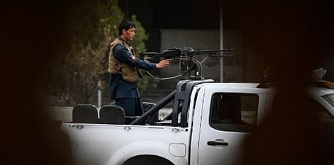 An Afghan security personnel patrols outside a mosque during Eid-al-Adha prayers in Kabul on July 20, 2021. (Photo | AFP)