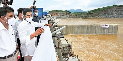 Andhra Pradesh CM YS Jagan Mohan Reddy visits Polavaram project on Monday, July 19, 2021. (Photo | Express)
