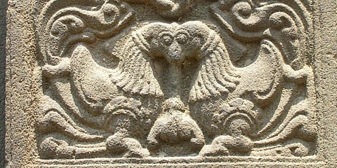 The Swans and the Turtle in Sri Bhimeswara Temple, Daksharamam, Andhra Pradesh, the only depiction where the stick is held vertically by swans. (Photo| EPS)