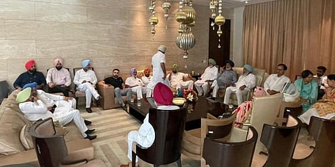 MLAs arrive to meet Punjab Congress President Navjot Singh Sidhu at his residence in Amritsar. (Photo | ANI)