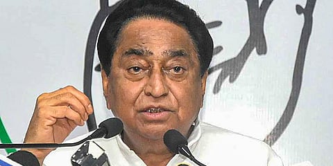MP Congress President Kamal Nath addresses a press conference. (Photo | PTI)