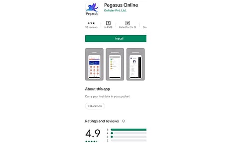 Pegasus coaching centre's app on playstore