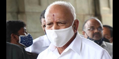 Chief Minister BS Yediyurappa arrives for the cabinet meeting at Vidhana Soudha, in Bengaluru. (Photo | Nagaraja Gadekal, EPS)