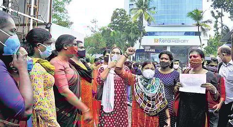 Members of the transgender community during a protest in Kochi on Wednesday