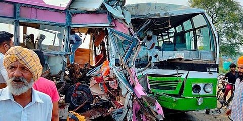 Three Congress workers dead and many injured after a bus they were travelling in heading for state party president Navjot Singh Sidhu's event. (Photo | PTI)