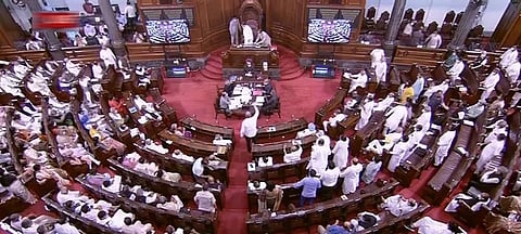 A view of the Rajya Sabha during the Monsoon Session of Parliament, in New Delhi. (Photo | Youtube)