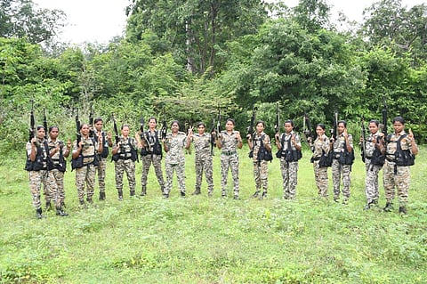 Danteshwari Fighters during the operation cheer the Indian contingent in Bastar. (Photo | Special arrangement)