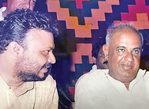 CM-designate Basavaraj Bommai with Janata Dal (Secular) patriarch H D Deve Gowa