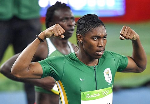 In this Aug. 20, 2016 file photo South Africa's Caster Semenya celebrates winning the gold medal in the women's 800-meter final. (Photo | AP)