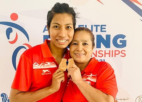 Coach Sandhya Gurung with her ward Lovlina Borgohain.