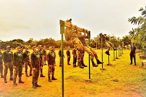 Kerala Thunderbolts commandos undergoing training in Odisha (Photo | Special arrangement)