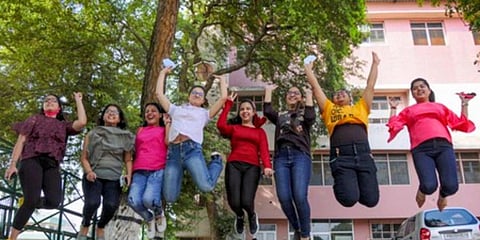 Students celebrate after CBSE declared class 12 results. (Photo | PTI)