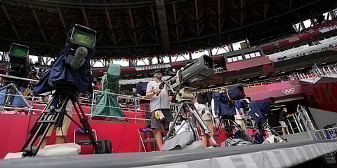 Cameramen work at the 2020 Summer Olympics in Tokyo. (Photo | AP)