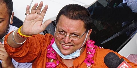 Newly appointed Uttarakhand BJP Legislature Party leader Pushkar Singh Dhami (Photo | PTI)