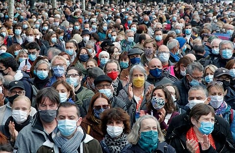 People gather on Republique square during a demonstration in Paris. (File Photo | AP)