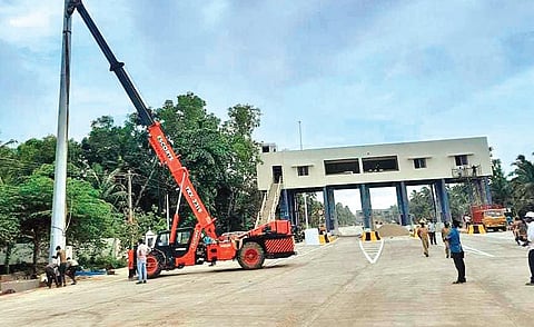 The toll plaza which is getting ready on NH 66 bypass at Thiruvallam