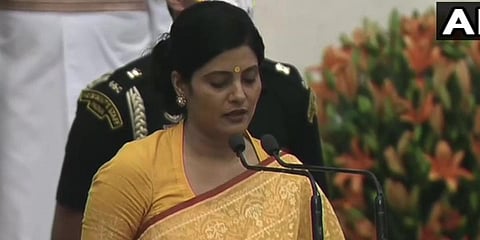 Apna Dal (Sonelal) president Anupriya Patel takes oath as Union Minister. (Photo| ANI)