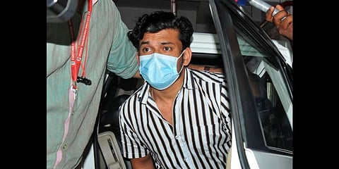 File photo of Arjun Ayanki, accused in Karipur gold smuggling case produced at Ernakulam Additional Chief Judicial Magistrate Court on Tuesday. (Photo | A Sanesh, EPS)