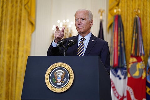 President Joe Biden speaks about the American troop withdrawal from Afghanistan, in the East Room of the White House, Thursday, July 8, 2021, in Washington. (Photo | AP)