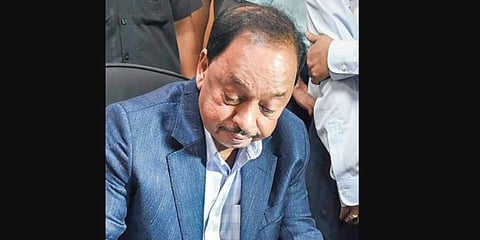 Narayan Rane takes charge as minister in New Delhi. (Photo | PTI)