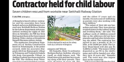 TNIE impact: Rights body notice to Railway official over child labour