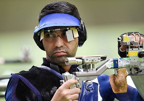 Indian's shooter Abhinav Bindra competes in the Men's 10m Air Rifle qualifying round at Rio Olympics 2016 at Rio de Janeiro Brazil on Monday. | PTI