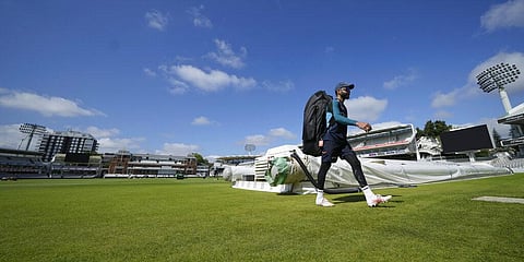 India's Virat Kohli walks to the nets during a practice session ahead of the second cricket test between England and India at Lord's cricket ground in London. (Photo | AP)