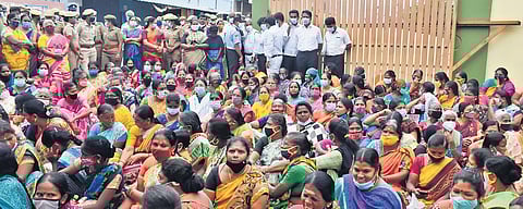 AIADMK functionaries thronging former Minister SP Velumani’s residence, in Coimbatore on Tuesday | U Rakesh Kumar