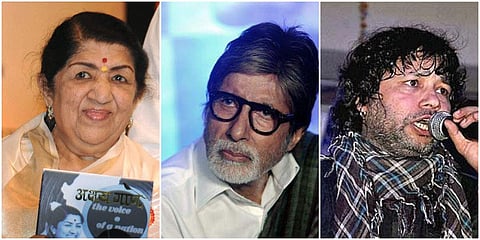 (From left) Lata Mangeshkar, Amitabh Bachchan and Kailash Kher (File photo| AFP and PTI)