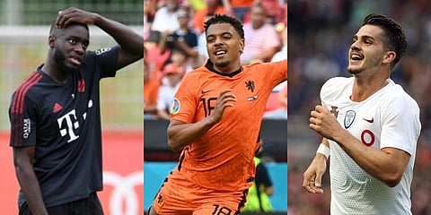 From (L to R) Dayot Upamecano, Donyell Malen and Andre Silva. (Photos AP, AFP)