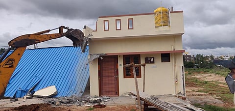 BDA began the process of illegal buildings that had come up in Dr Shivaram Karanth Layout last month. (Photo | Special Arrangement)