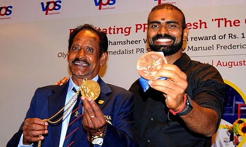 PR Sreejesh and Manuel Frederick reached into their pockets and fished out something which had a hypnotic effect as all eyes turned towards them (Photo | Special Arrangement)