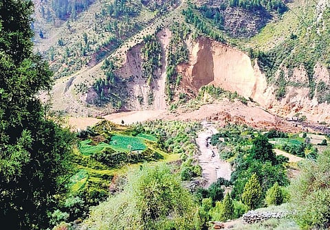 The site of a massive landslide that occurred near Nalda village in Lahaul Spiti district of Himachal Pradesh | PT i