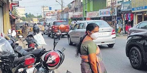 The busy Balaramapuram stretch in Thiruvananthapuram which is yet to be widened. (Photo| EPS)