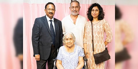 The 93-year-old lady (seated) along with her family. (Photo| EPS)
